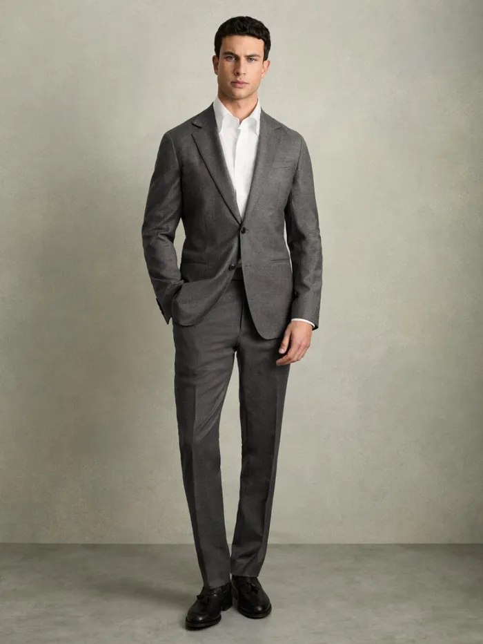Reiss Trousers Men ModernFit WoolBlend Flannel Suit Trousers In Grey Melange