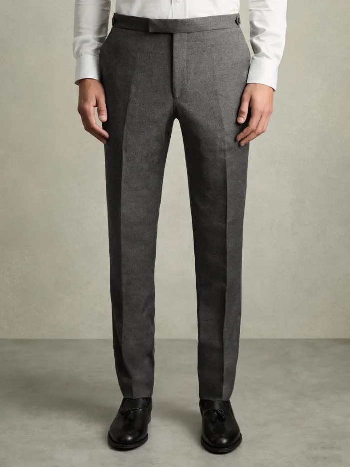Reiss Trousers Men ModernFit WoolBlend Flannel Suit Trousers In Grey Melange Reiss Trousers Men ModernFit WoolBlend Flannel Suit Trousers In Grey Melange