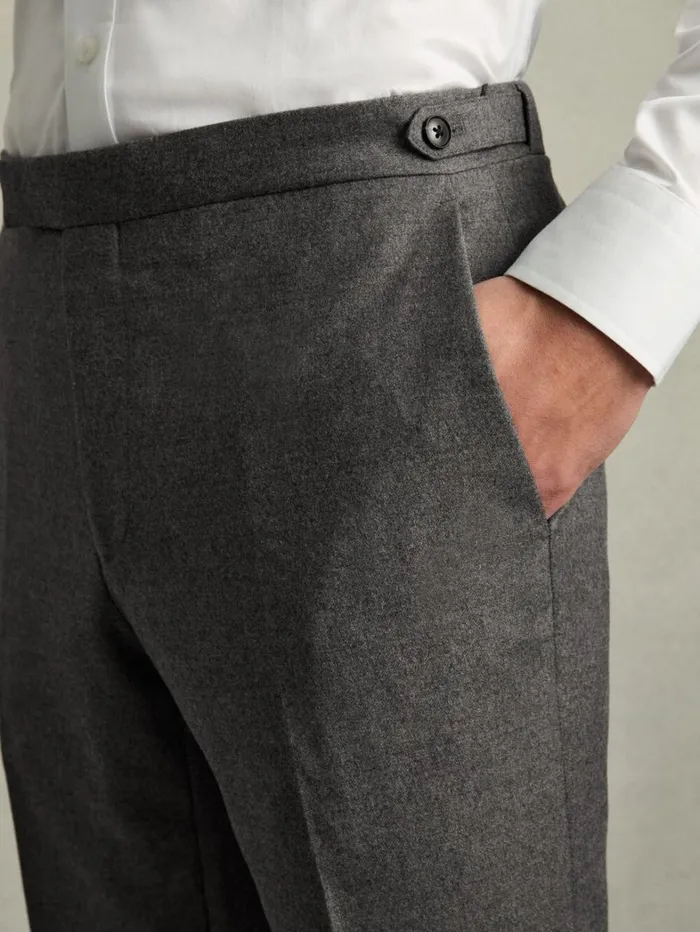 Reiss Trousers Men ModernFit WoolBlend Flannel Suit Trousers In Grey Melange Reiss Trousers Men ModernFit WoolBlend Flannel Suit Trousers In Grey Melange
