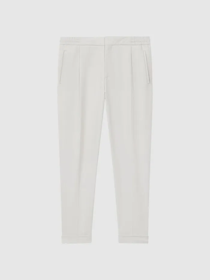 Reiss Trousers Men Relaxed Drawstring Trousers With TurnUps In Ecru Reiss Trousers Men Relaxed Drawstring Trousers With TurnUps In Ecru