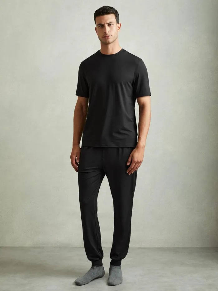 Reiss Trousers Men Tapered StretchJersey Joggers In Black