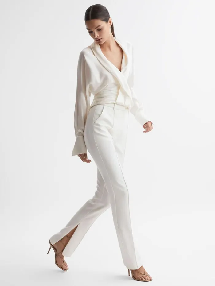 Reiss Trousers Women Acler Tailored Split Hem Trousers In Ivory Reiss Trousers Women Acler Tailored Split Hem Trousers In Ivory