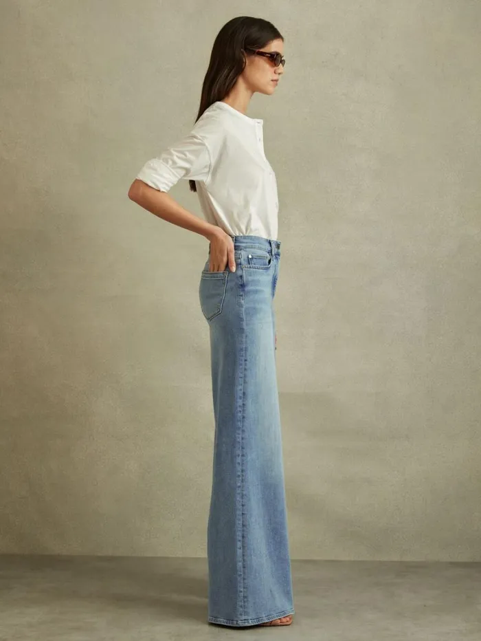 Reiss Trousers Women Palazzo Jeans In Light Blue Reiss Trousers Women Palazzo Jeans In Light Blue