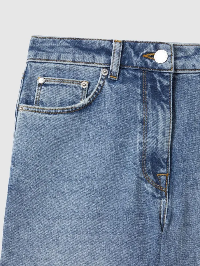 Reiss Trousers Women Petite Mid Rise Straight Leg Jeans In Light Blue Reiss Trousers Women Petite Mid Rise Straight Leg Jeans In Light Blue