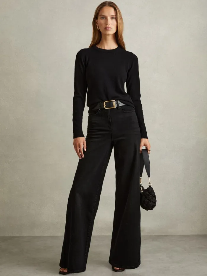 Reiss Trousers Women Petite Palazzo Jeans In Black Reiss Trousers Women Petite Palazzo Jeans In Black