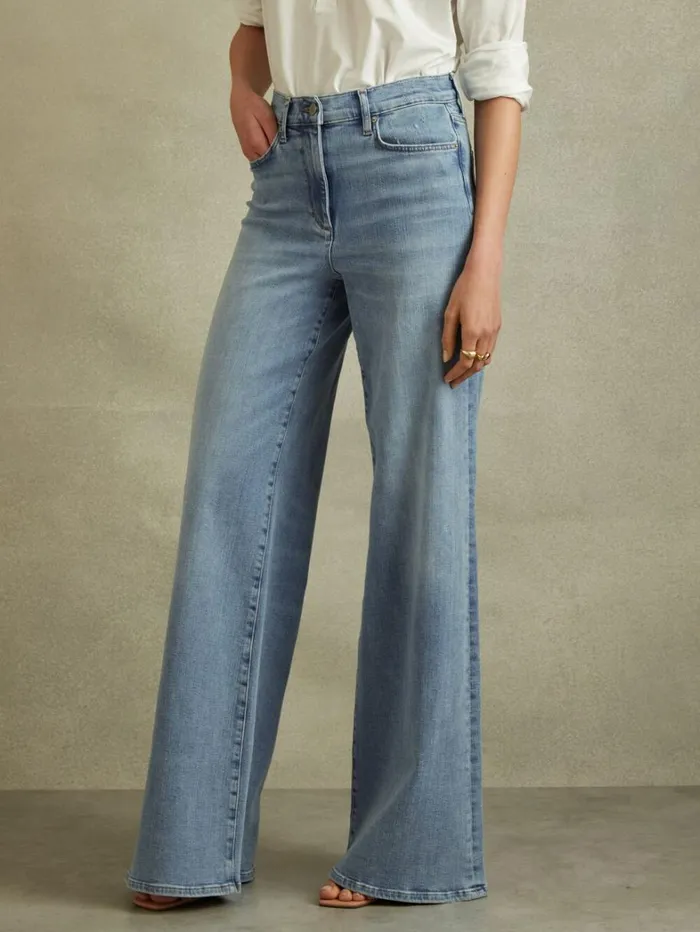 Reiss Trousers Women Petite Palazzo Jeans In Light Blue Reiss Trousers Women Petite Palazzo Jeans In Light Blue