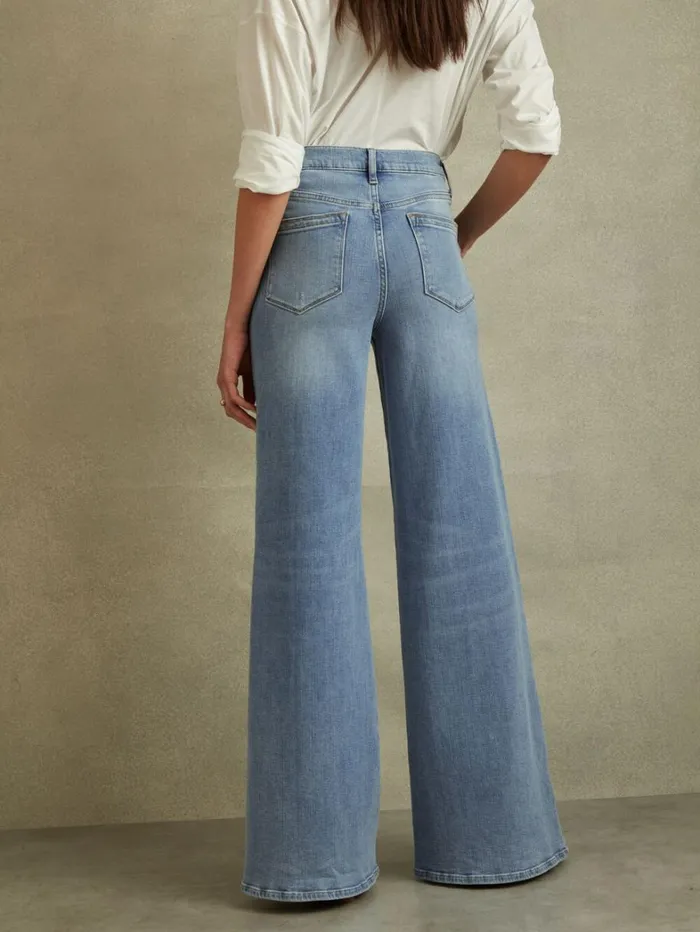 Reiss Trousers Women Petite Palazzo Jeans In Light Blue Reiss Trousers Women Petite Palazzo Jeans In Light Blue