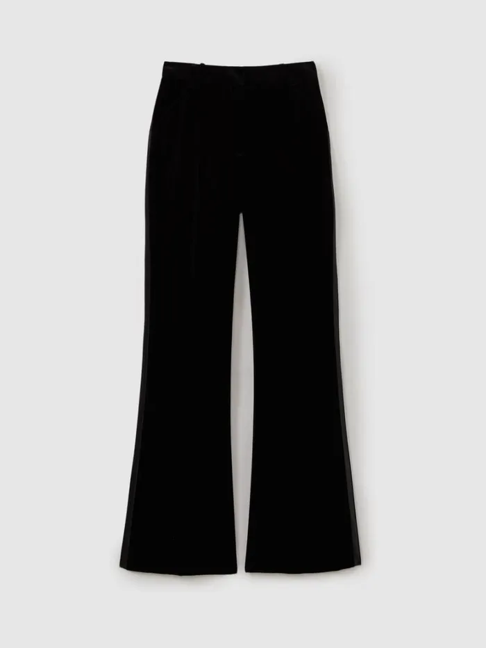 Reiss Trousers Women Petite Velvet Flared Suit Trousers In Black Reiss Trousers Women Petite Velvet Flared Suit Trousers In Black