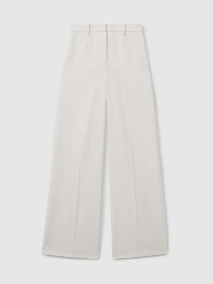 Reiss Trousers Women Petite Wool Blend Wide Leg Tux Trousers In White Reiss Trousers Women Petite Wool Blend Wide Leg Tux Trousers In White