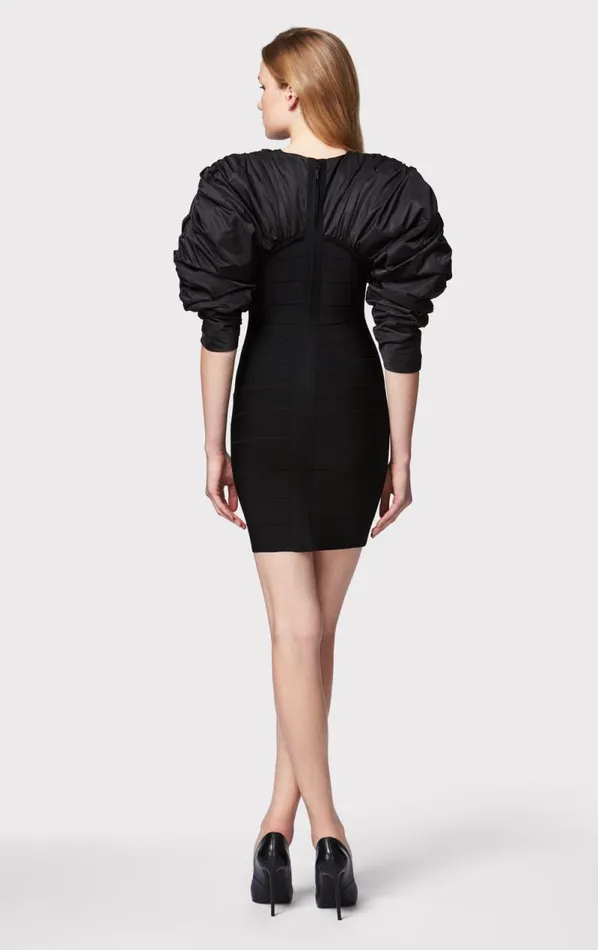 RUCHED NYLON MINI DRESS Black Women HERV LEGR Dresses RUCHED NYLON MINI DRESS Black Women HERV LEGR Dresses