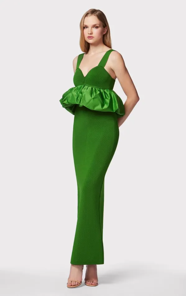 RUCHED NYLON PEPLUM GOWN Everglade Women HERV LEGR Dresses RUCHED NYLON PEPLUM GOWN Everglade Women HERV LEGR Dresses