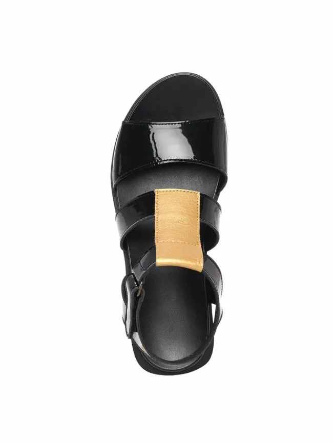 Sandals Woman Arche Makota Sandals Patent And Metallic Leather Multicolor Blackmetallic Yellowblackgold Sandals Woman Arche Makota Sandals Patent And Metallic Leather Multicolor Blackmetallic Yellowblackgold