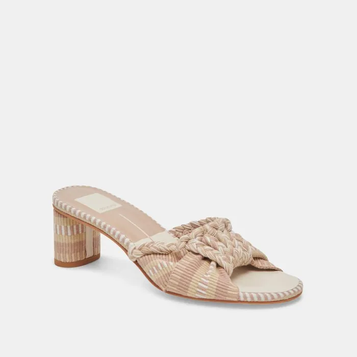 Sandals Women Dolce Vita Dallie Heels Natural Multi Woven