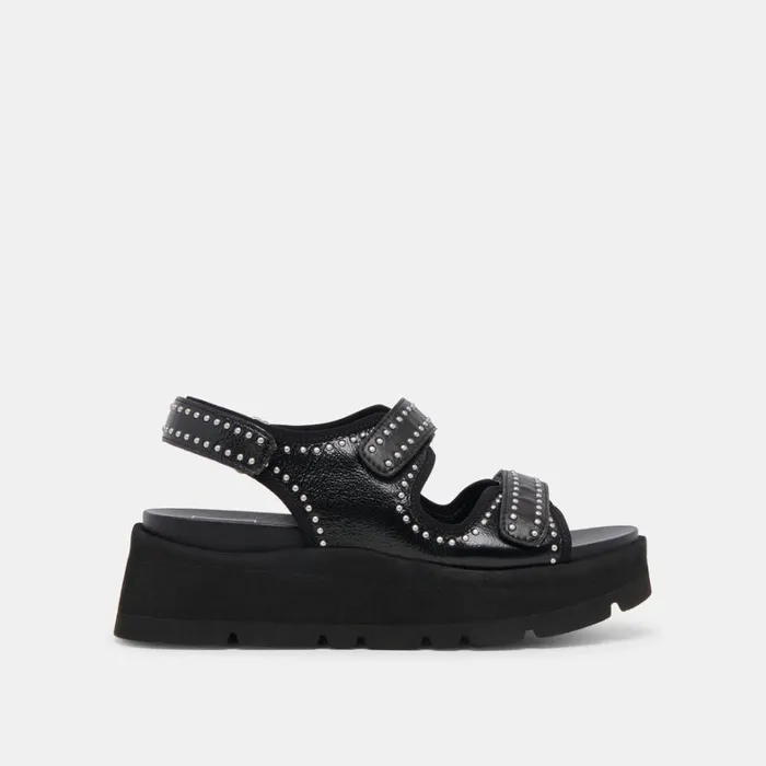 Sandals Women Dolce Vita Dubai Stud Sandals Midnight Crinkle Patent