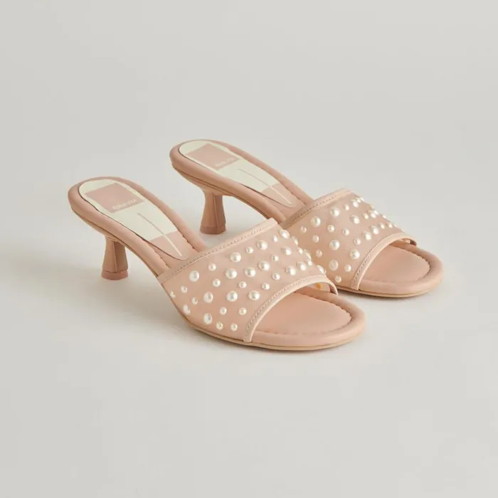 Sandals Women Dolce Vita Meeza Pearl Heels Blush Mesh