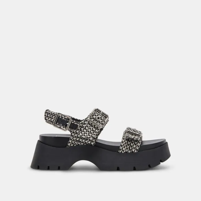 Sandals Women Dolce Vita Palda Sandals Black White Raffia