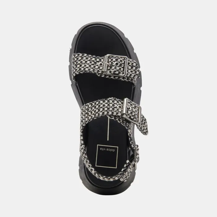Sandals Women Dolce Vita Palda Sandals Black White Raffia