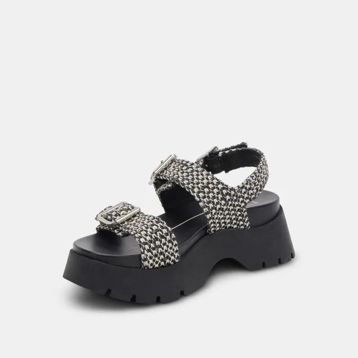 Sandals Women Dolce Vita Palda Sandals Black White Raffia