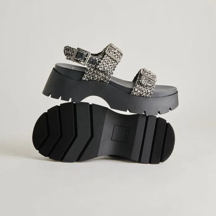 Sandals Women Dolce Vita Palda Sandals Black White Raffia