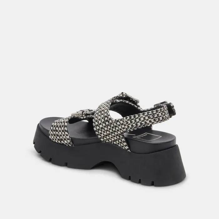 Sandals Women Dolce Vita Palda Sandals Black White Raffia