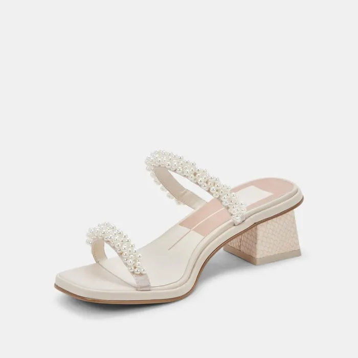 Sandals Women Dolce Vita River Pearl Heels Vanilla Pearls