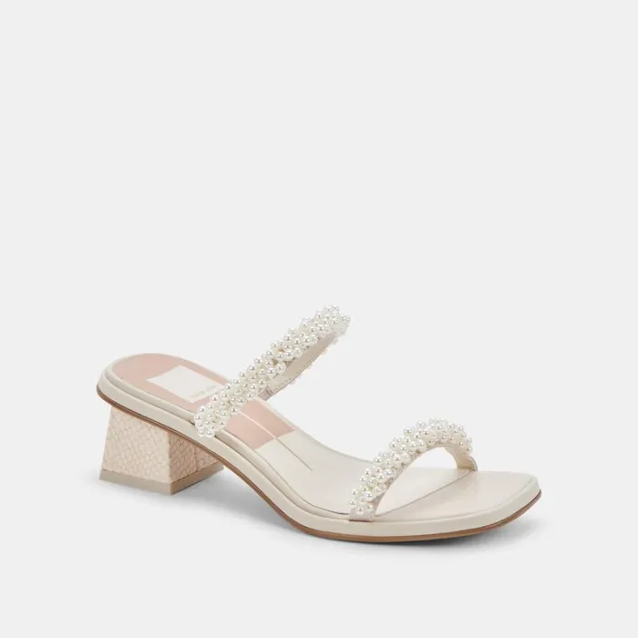 Sandals Women Dolce Vita River Pearl Heels Vanilla Pearls