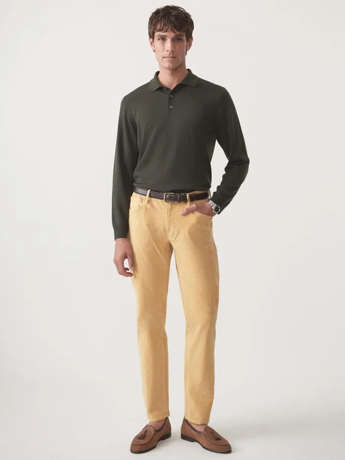 Savona Merino Wool and Silk Polo Sweater Olive Men JMcLaughlin Sweaters Savona Merino Wool and Silk Polo Sweater Olive Men JMcLaughlin Sweaters