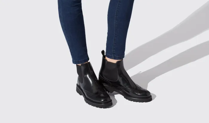 Scarosso Chelsea Boots Women Poppy Black Black 8211 Polished Calf