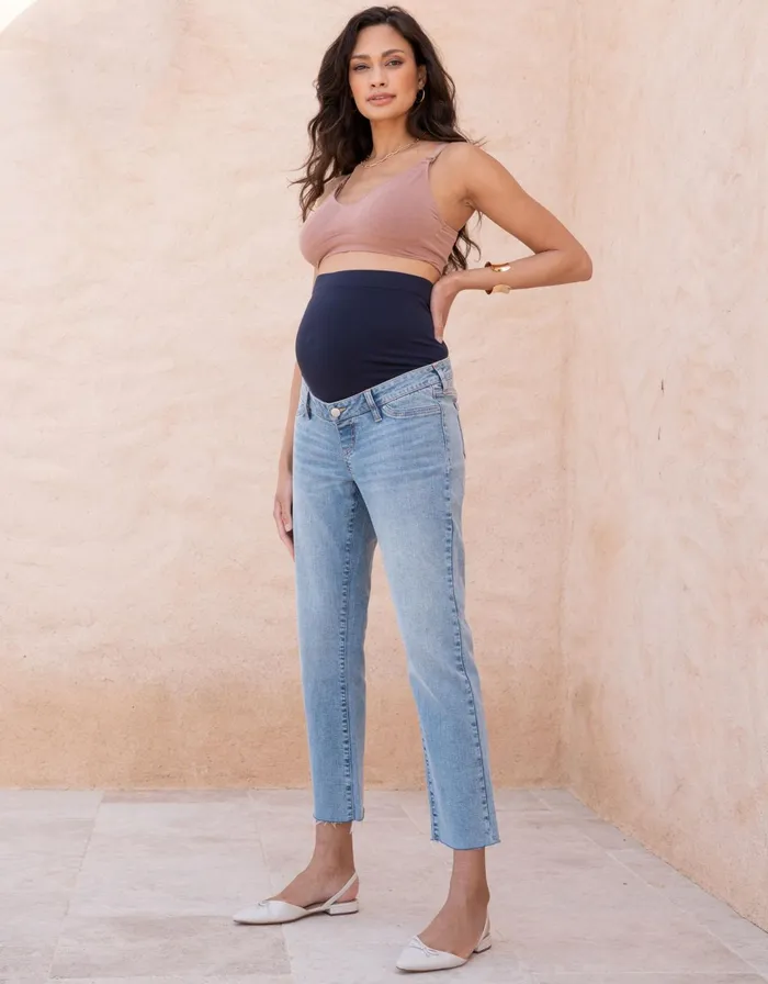 Seraphine Over Bump Frayed Hem Maternity Jeans Women Jeans
