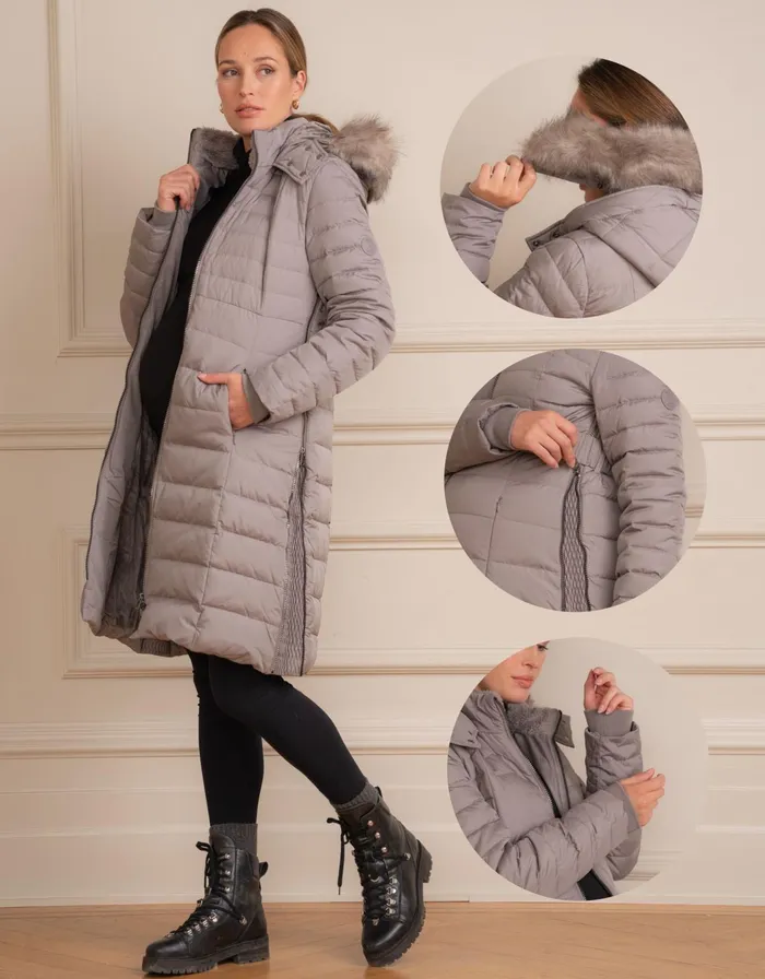 Seraphine Slate 3 In 1 Down Maternity Coat Women Coats and Jackets