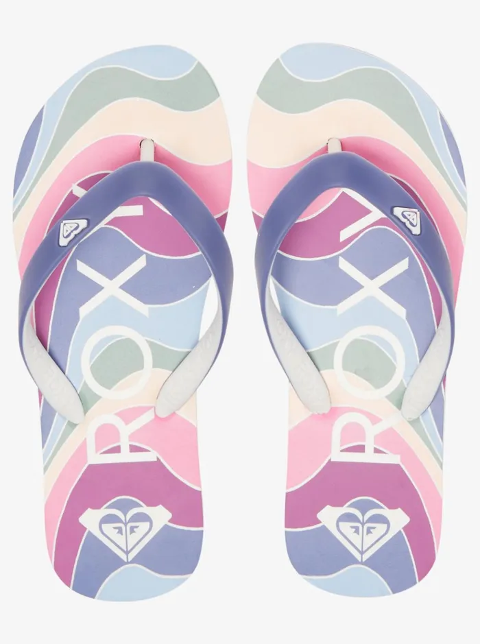 Shoes and Sandals Women Roxy Girl039s 416 Tahiti FlipFlops Blue Depths