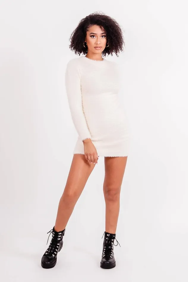 Sixth June Paris Dresses and Jumpsuits Fluffy Short Dress Beige White 8211 Women Sixth June Paris Dresses and Jumpsuits Fluffy Short Dress Beige White 8211 Women