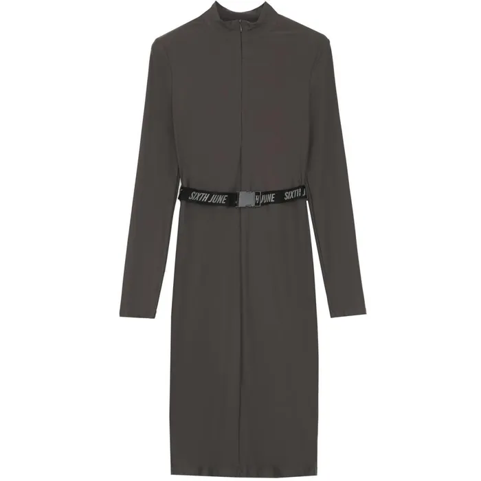 Sixth June Paris Dresses and Jumpsuits Long Sleeves Buckle Dress Dark Grey 8211 Women Sixth June Paris Dresses and Jumpsuits Long Sleeves Buckle Dress Dark Grey 8211 Women