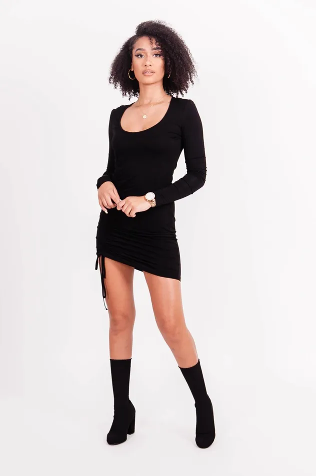 Sixth June Paris Dresses and Jumpsuits Pleated Neck Sexy Dress Black 8211 Women Sixth June Paris Dresses and Jumpsuits Pleated Neck Sexy Dress Black 8211 Women