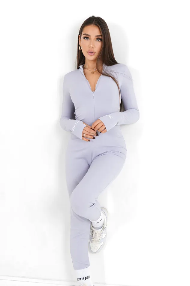 Sixth June Paris Dresses and Jumpsuits Ribbed Playsuit Logo Purple 8211 Women