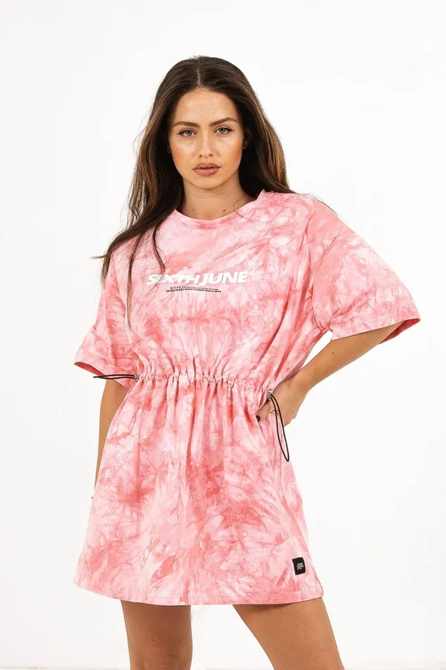 Sixth June Paris Dresses and Jumpsuits Tie Dye Drawstrings Tshirt Dress Pink Multi 8211 Women Sixth June Paris Dresses and Jumpsuits Tie Dye Drawstrings Tshirt Dress Pink Multi 8211 Women