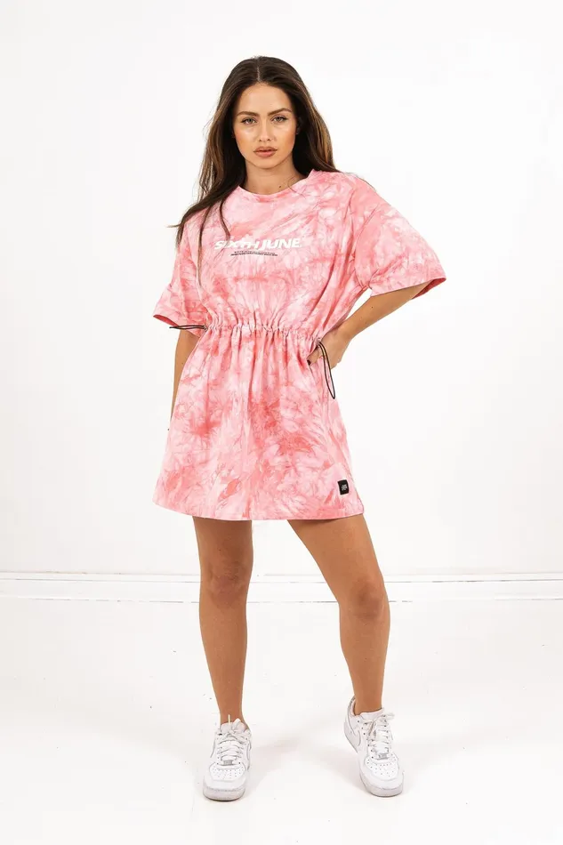 Sixth June Paris Dresses and Jumpsuits Tie Dye Drawstrings Tshirt Dress Pink Multi 8211 Women Sixth June Paris Dresses and Jumpsuits Tie Dye Drawstrings Tshirt Dress Pink Multi 8211 Women