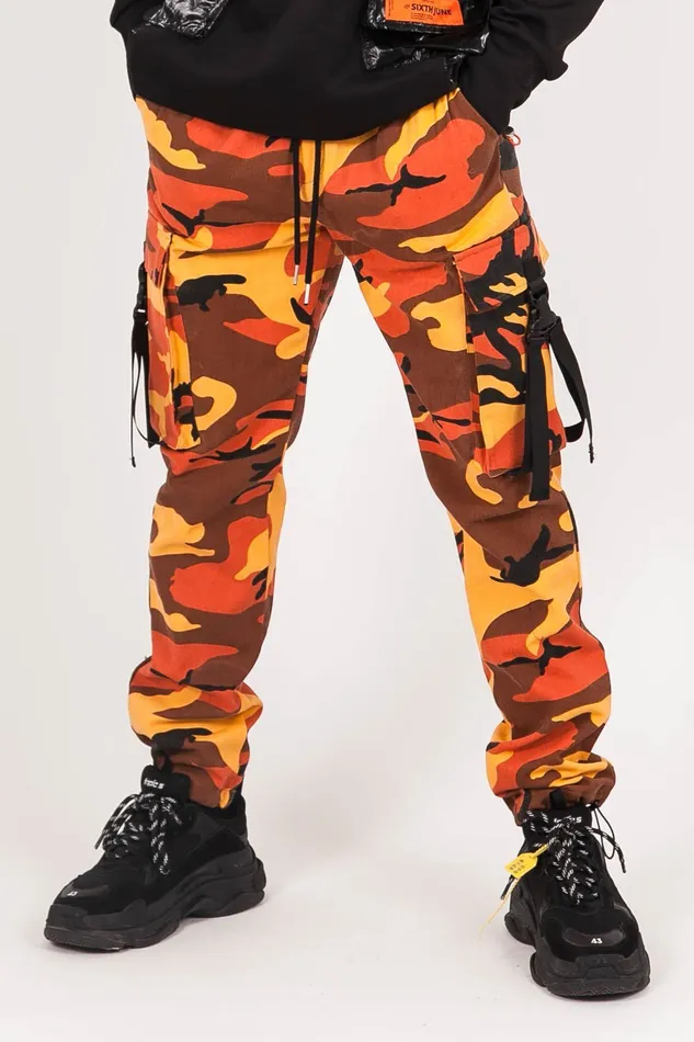 Sixth June Paris Jeans Trousers Camo Strap Pants Orange 8211 Men Sixth June Paris Jeans Trousers Camo Strap Pants Orange 8211 Men