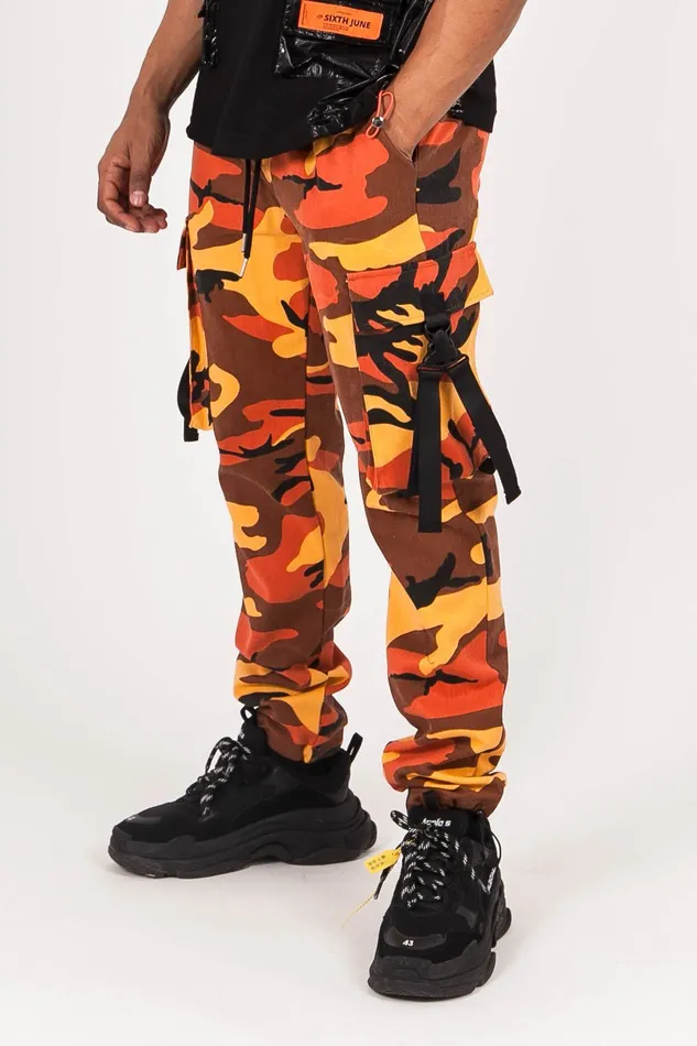 Sixth June Paris Jeans Trousers Camo Strap Pants Orange 8211 Men Sixth June Paris Jeans Trousers Camo Strap Pants Orange 8211 Men