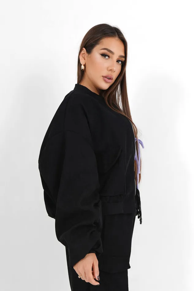Sixth June Paris Outerwear Bomber Ribbed Jacket Black 8211 Women Sixth June Paris Outerwear Bomber Ribbed Jacket Black 8211 Women