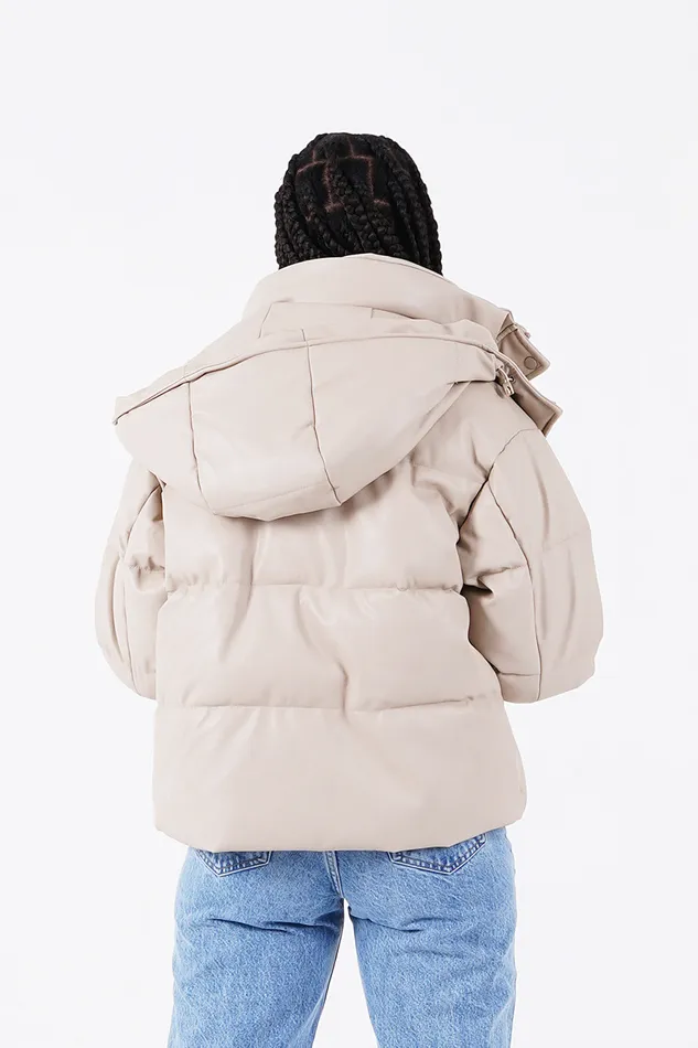Sixth June Paris Outerwear Faux Leather Puffer Beige 8211 Women Sixth June Paris Outerwear Faux Leather Puffer Beige 8211 Women