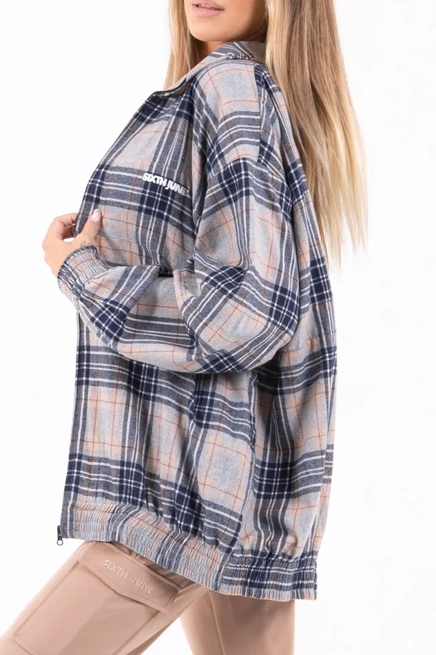 Sixth June Paris Outerwear Oversize Tartan Jacket Beige 8211 Women Sixth June Paris Outerwear Oversize Tartan Jacket Beige 8211 Women