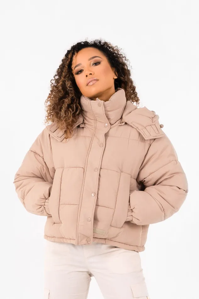 Sixth June Paris Outerwear Padded Cropped Down Jacket Beige 8211 Women