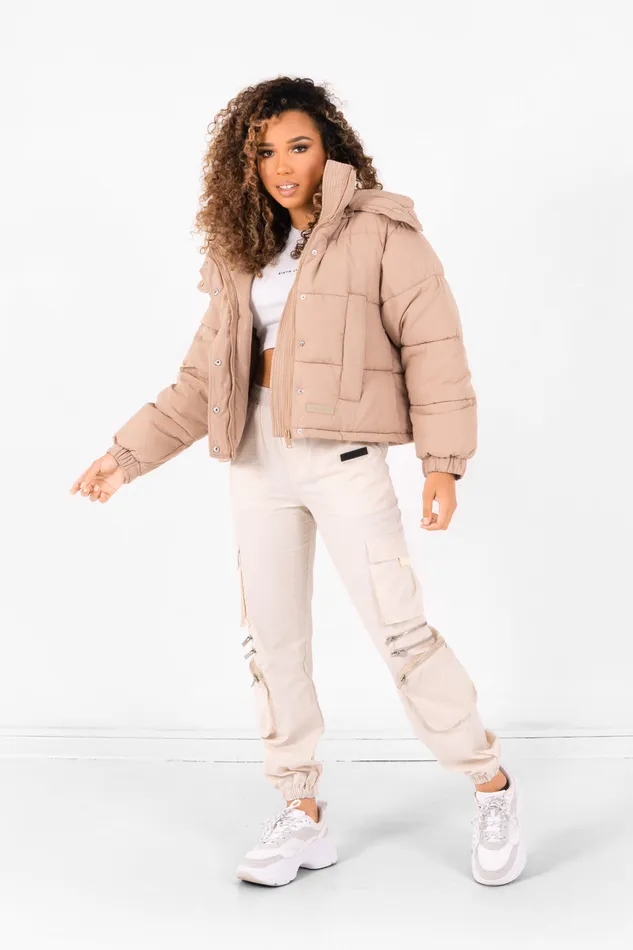 Sixth June Paris Outerwear Padded Cropped Down Jacket Beige 8211 Women Sixth June Paris Outerwear Padded Cropped Down Jacket Beige 8211 Women