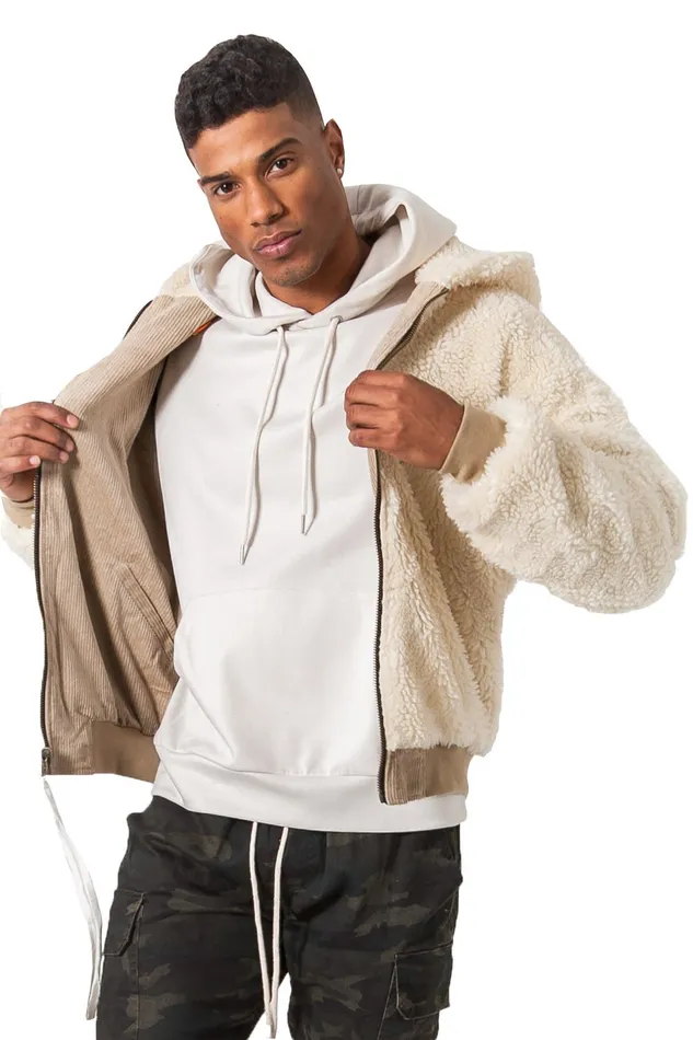 Sixth June Paris Outerwear Reversible Velvet Sherpa Jacket Beige 8211 Men