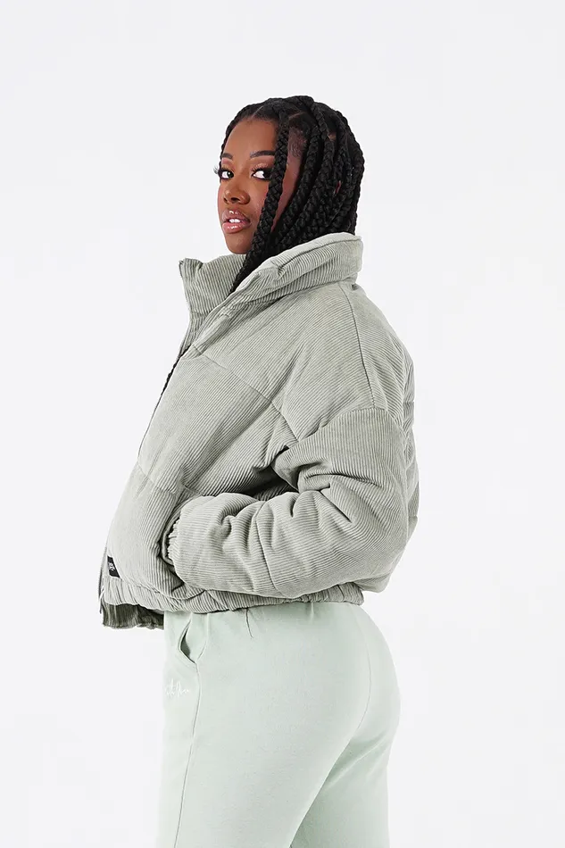 Sixth June Paris Outerwear Short Corduroy Puffer Green 8211 Women