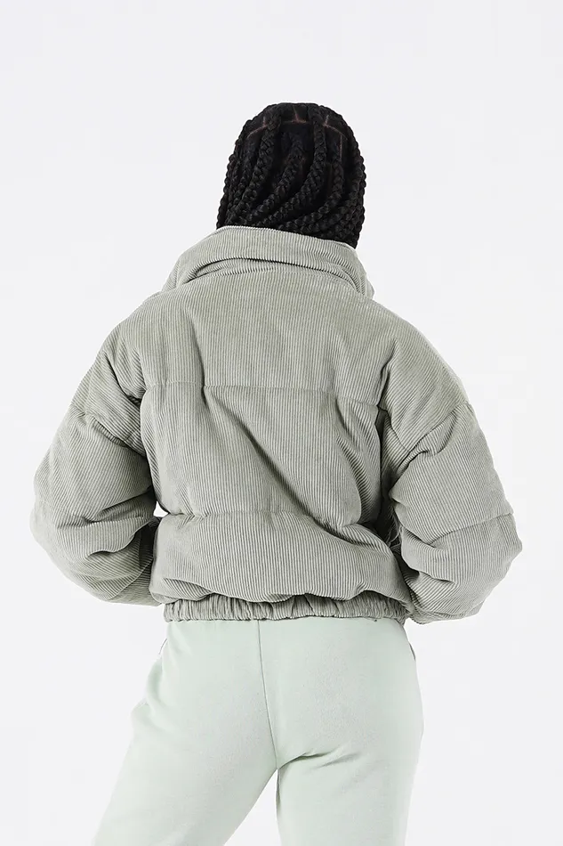 Sixth June Paris Outerwear Short Corduroy Puffer Green 8211 Women