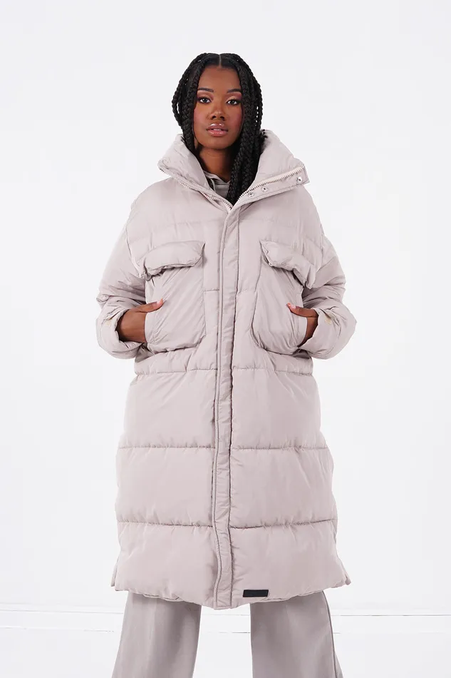 Sixth June Paris Outerwear Very Long Pockets Puffer Beige 8211 Women