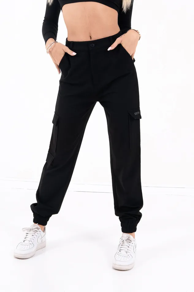 Sixth June Paris Pants Joggers Leggings Embroidered Cargo Pants Black 8211 Women
