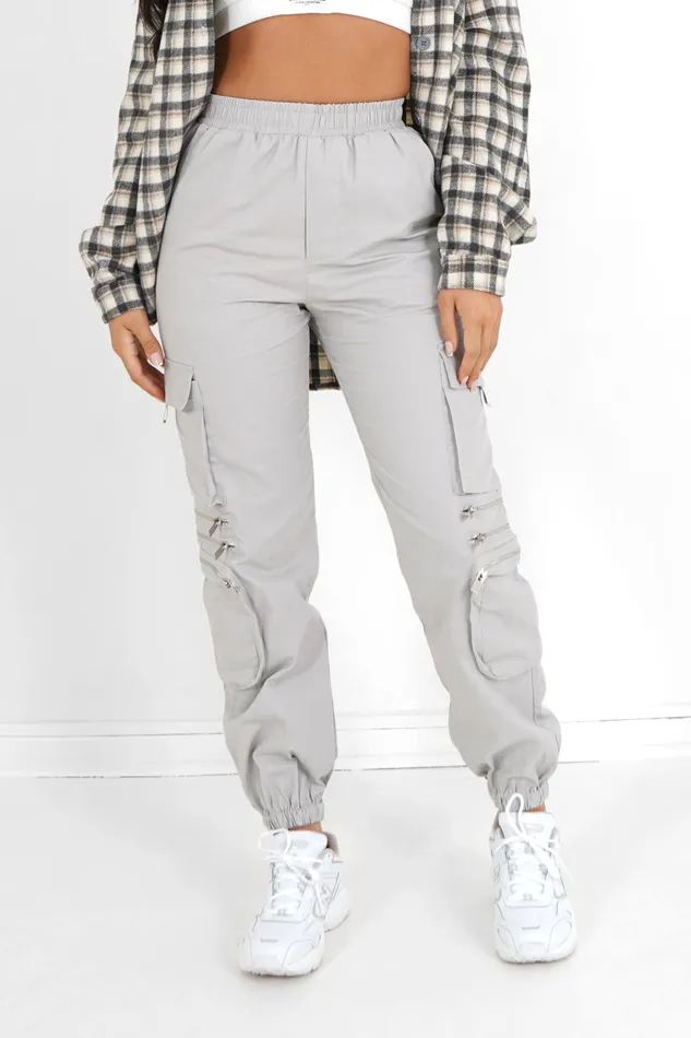 Sixth June Paris Pants Joggers Leggings Multi Pockets Cargo Pants Grey 8211 Women